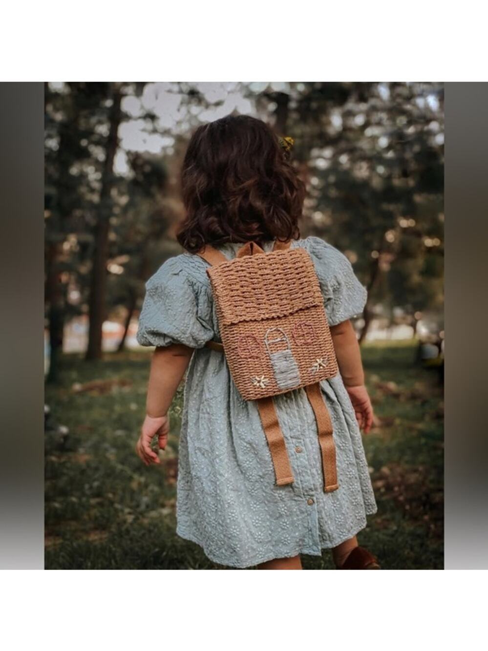 New Darling Little Cottage Shaped Woven Backpack
